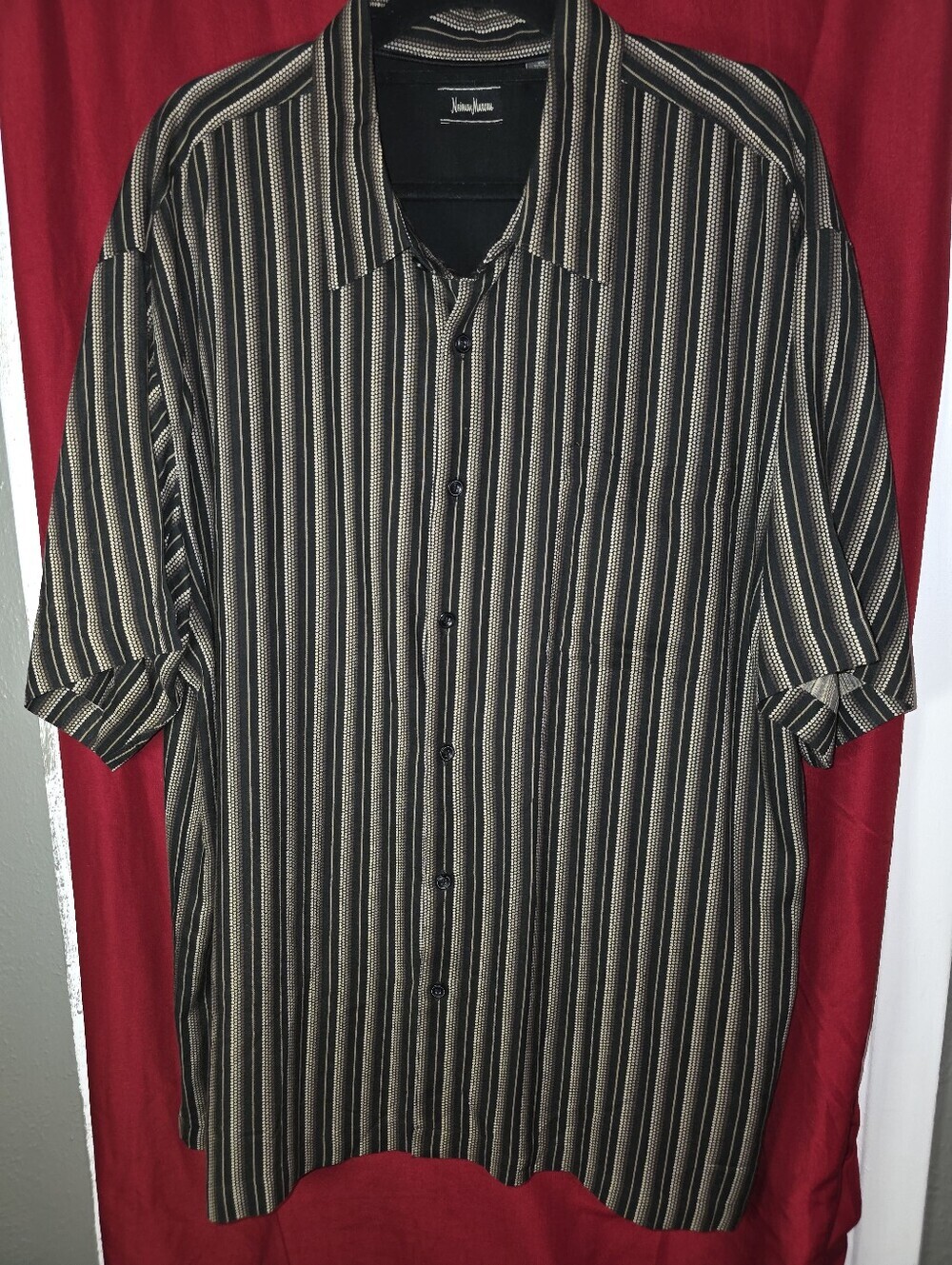 Neiman Marcus Vintage Men’s Silk Rayon Striped Button Up Shirt XXL - Picture 1 of 7